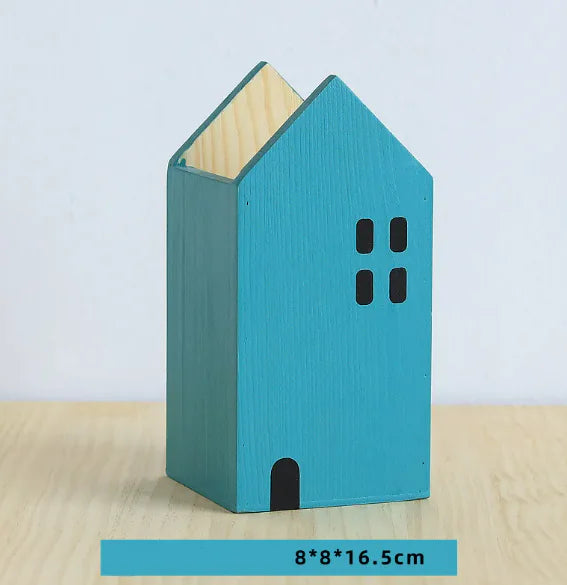 Wooden Desk Pen Holder