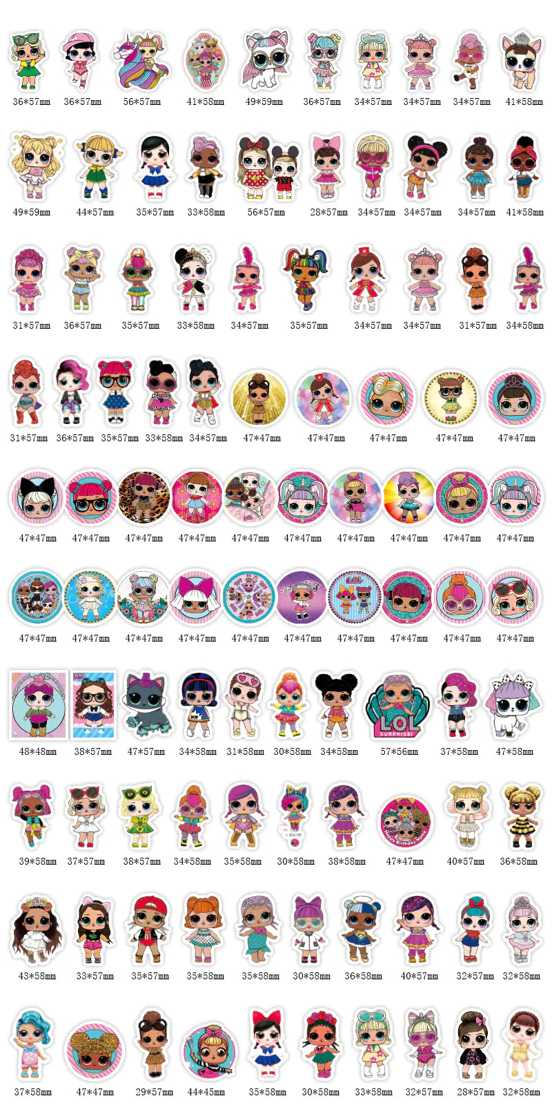 100 Waterproof Sticker Pack- Dolls and More