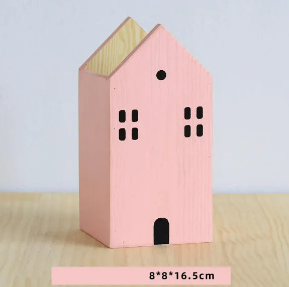 Wooden Desk Pen Holder