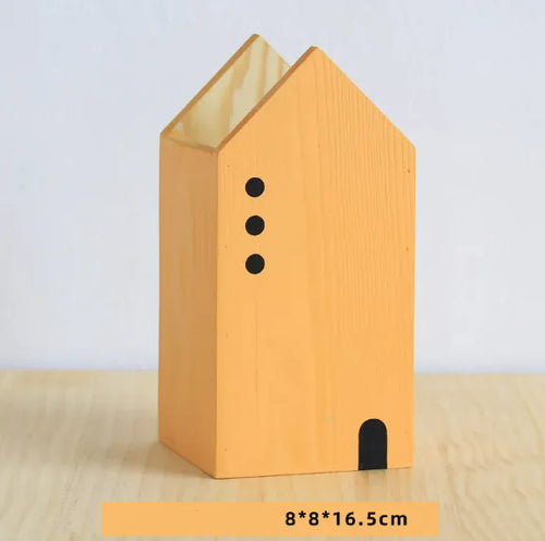 Wooden Desk Pen Holder