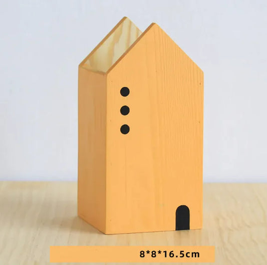 Wooden Desk Pen Holder