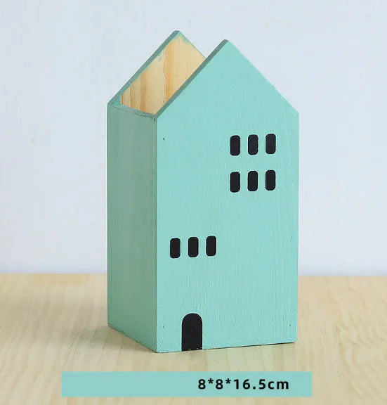 Wooden Desk Pen Holder